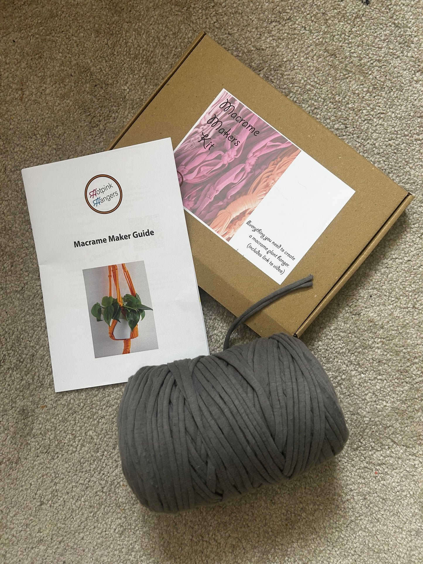 Macrame Plant Hanger Kit - Sustainable T-Shirt Yarn | DIY Craft Kit with Video Instructions