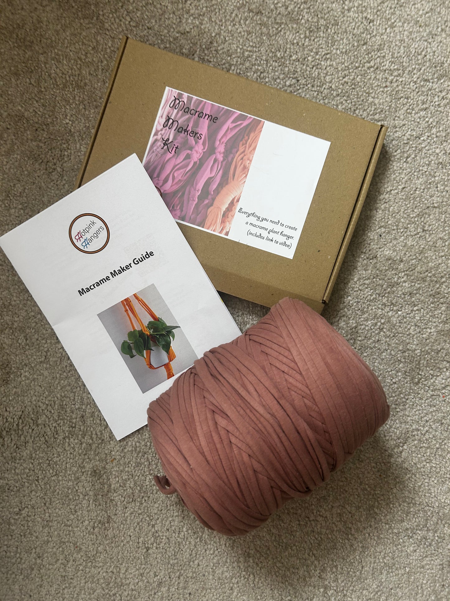 Macrame Plant Hanger Kit - Sustainable T-Shirt Yarn | DIY Craft Kit with Video Instructions