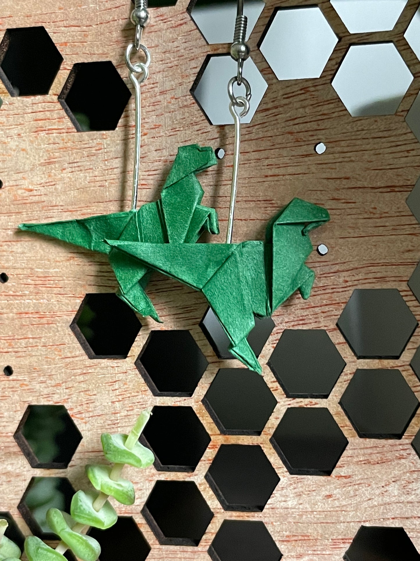 Origami T Rex Earrings
