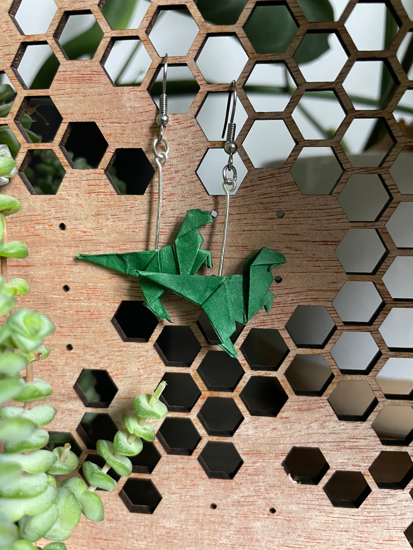 Origami T Rex Earrings