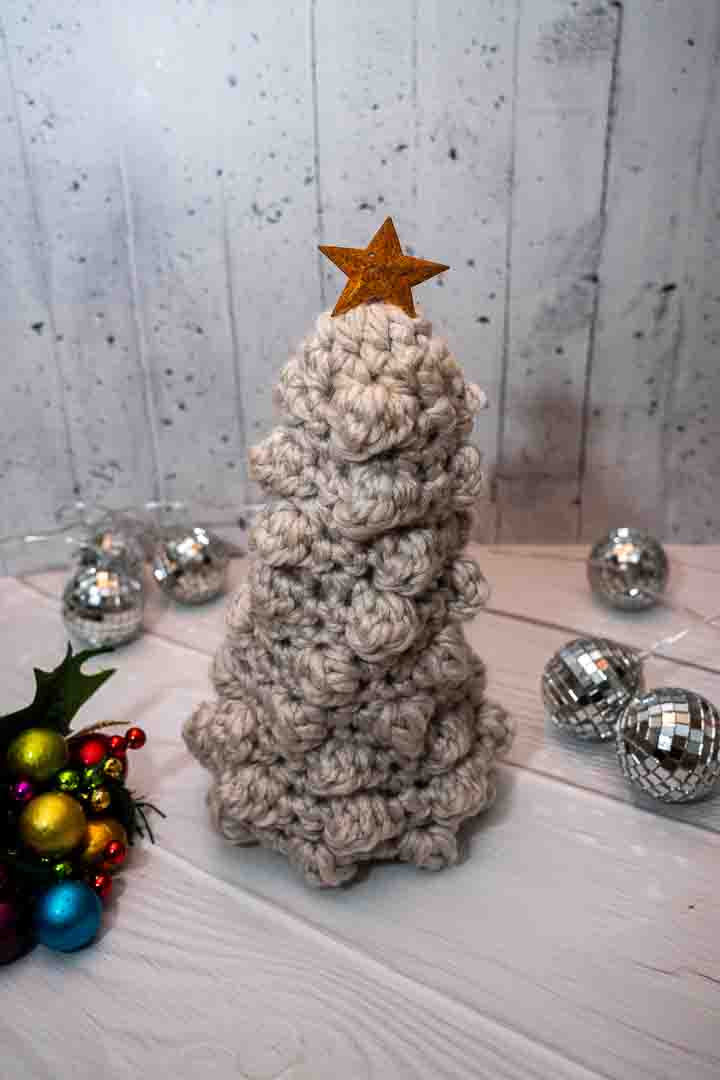 Chunky Handmade Crochet Trees - Cozy Wool with Tin Star Topper