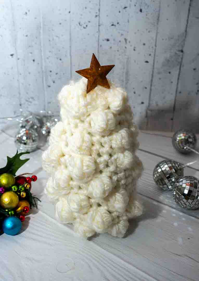 Chunky Handmade Crochet Trees - Cozy Wool with Tin Star Topper