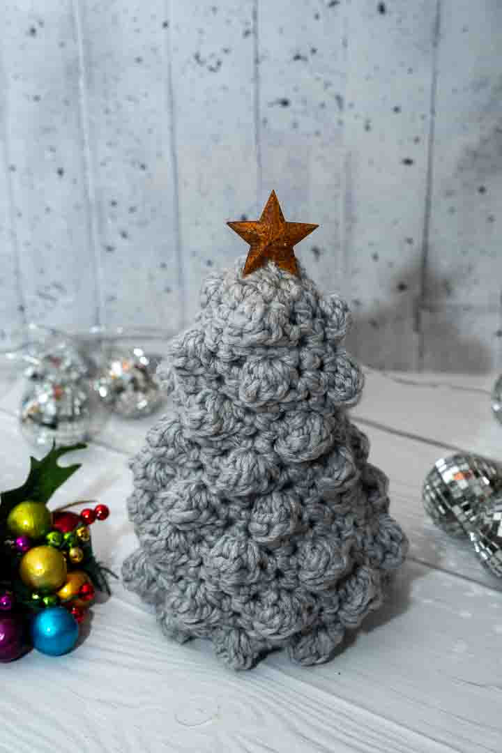 Chunky Handmade Crochet Trees - Cozy Wool with Tin Star Topper