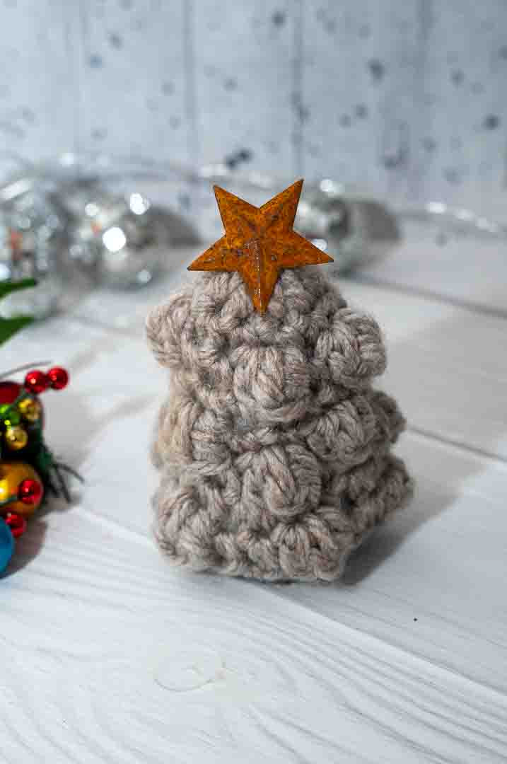 Chunky Handmade Crochet Trees - Cozy Wool with Tin Star Topper