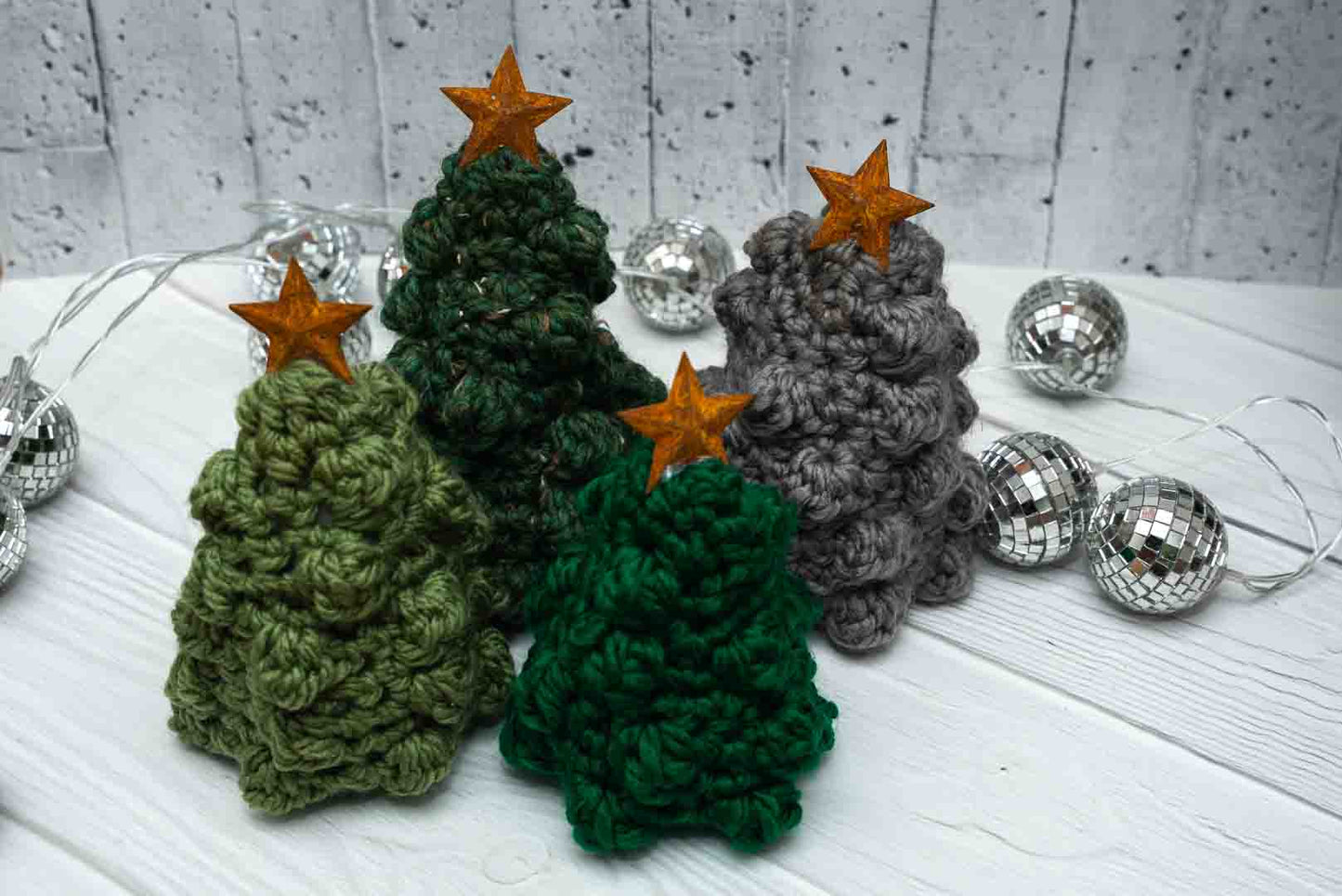 Chunky Handmade Crochet Trees - Cozy Wool with Tin Star Topper