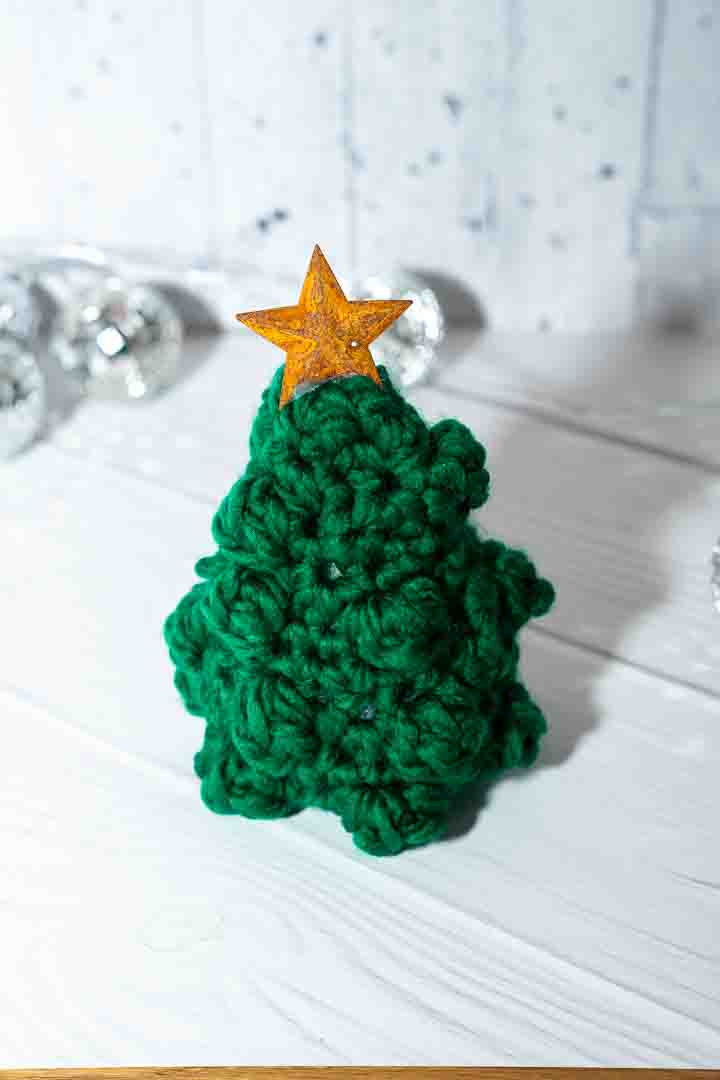 Chunky Handmade Crochet Trees - Cozy Wool with Tin Star Topper