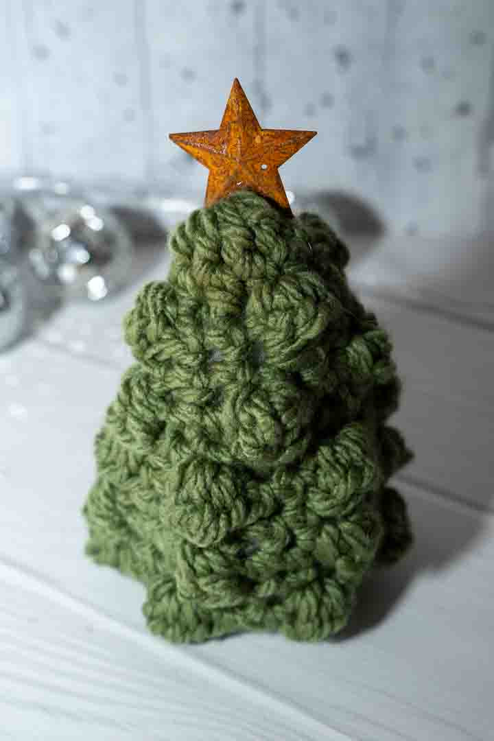 Chunky Handmade Crochet Trees - Cozy Wool with Tin Star Topper