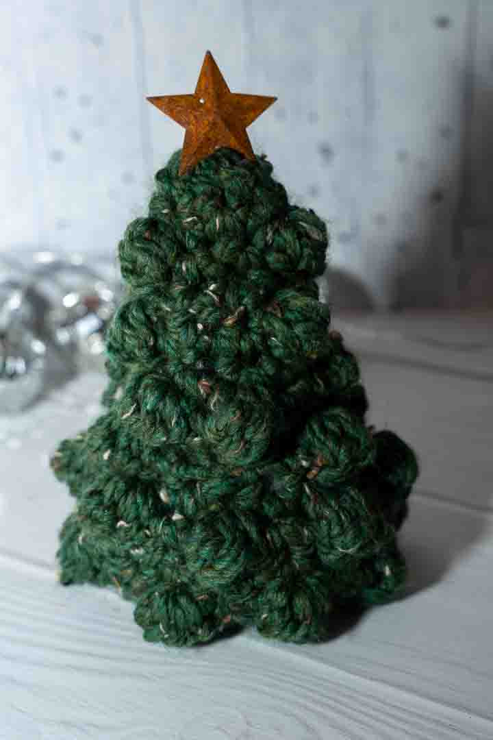 Chunky Handmade Crochet Trees - Cozy Wool with Tin Star Topper