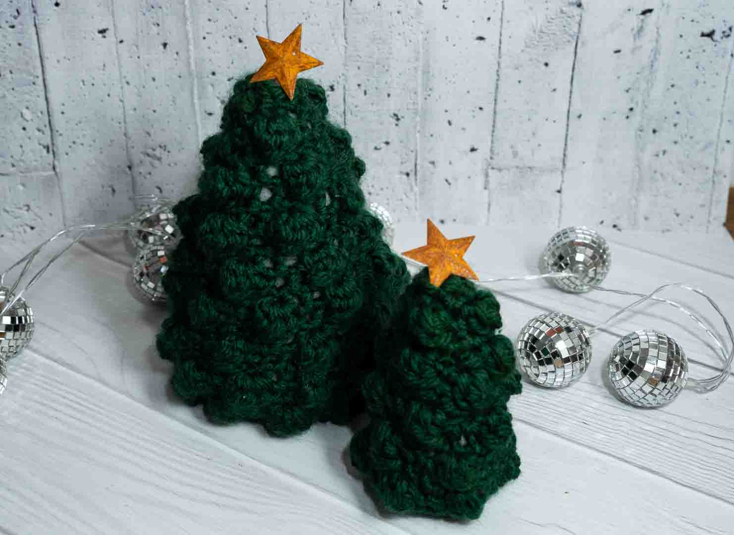 Chunky Handmade Crochet Trees - Cozy Wool with Tin Star Topper