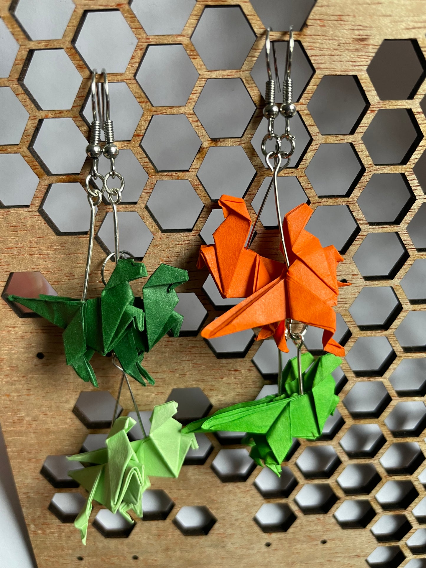 Origami T Rex Earrings