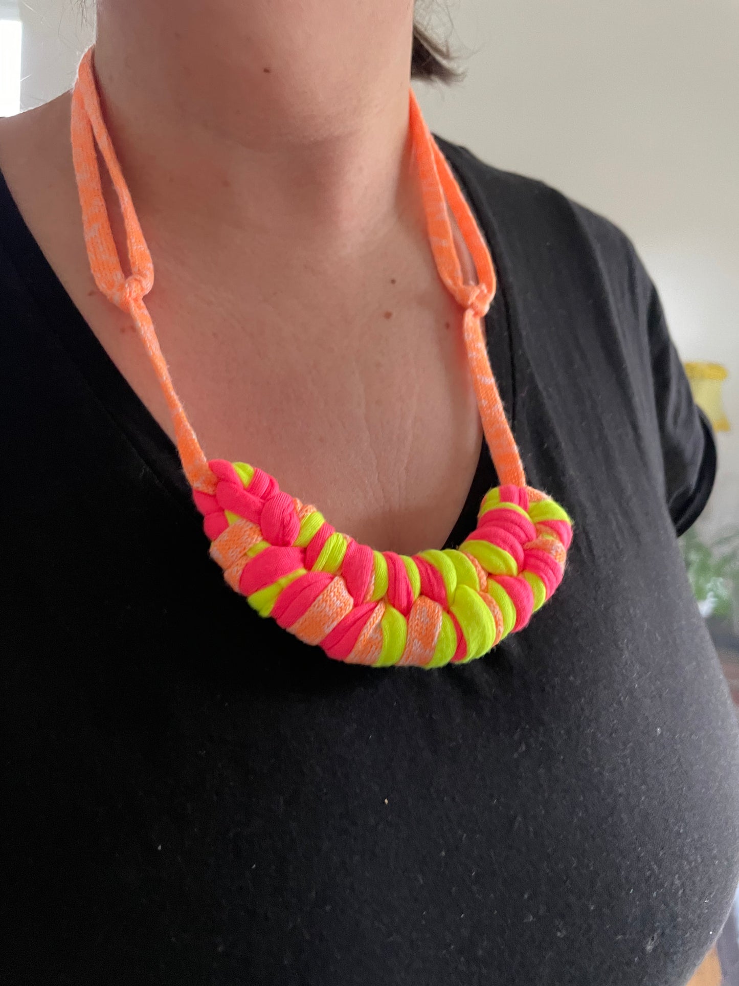 Eco-conscious Neckwear Leeds, Chunky Knot Jewelry Hotpink Hangers Leeds