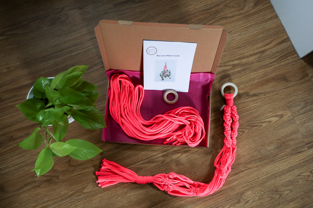 Buy Online Premium Quality and Beautiful Make your own Macrame Plant Hanger Kit - Hotpinkhangers