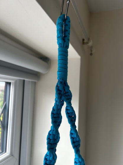 Macrame Hanger Twisted Cyan