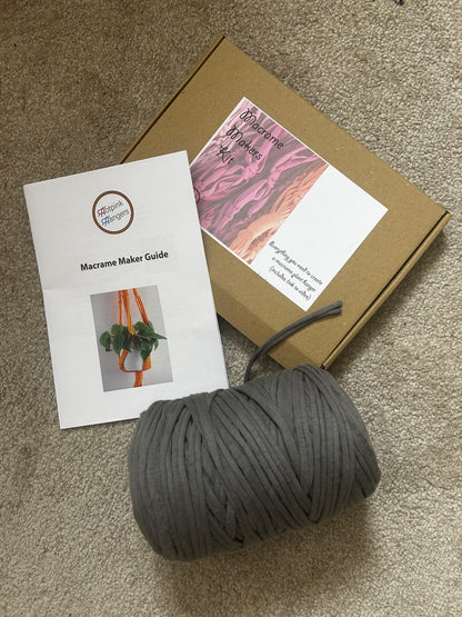Macrame Plant Hanger Kit - Sustainable T-Shirt Yarn | DIY Craft Kit with Video Instructions
