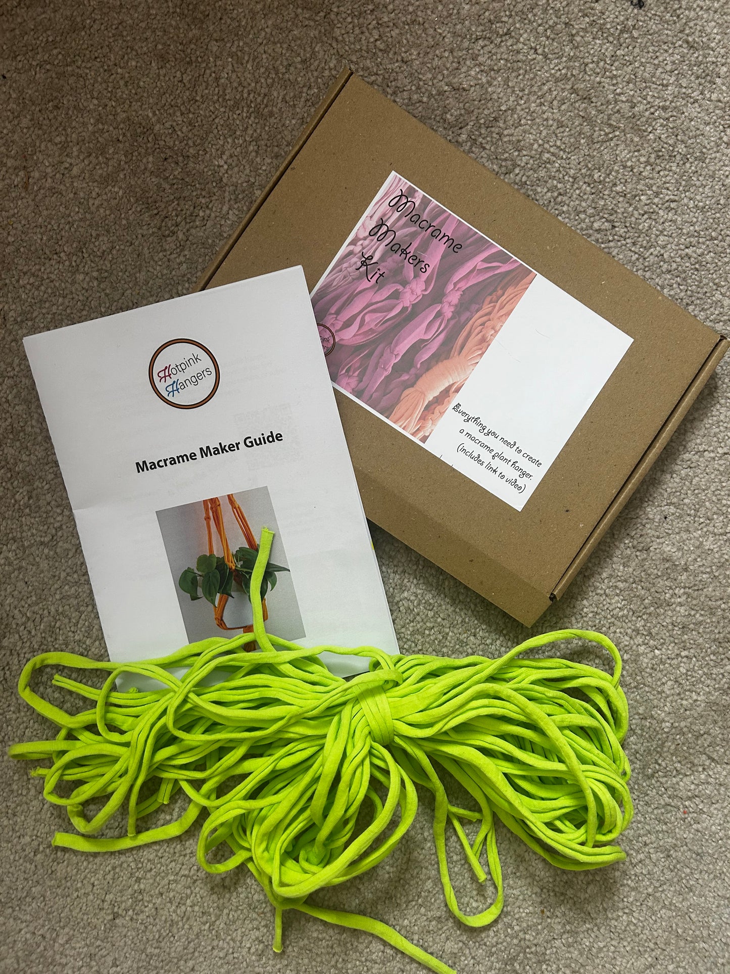 Macrame Plant Hanger Kit - Sustainable T-Shirt Yarn | DIY Craft Kit with Video Instructions