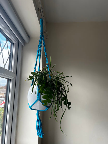 Macrame Hanger Twisted Cyan