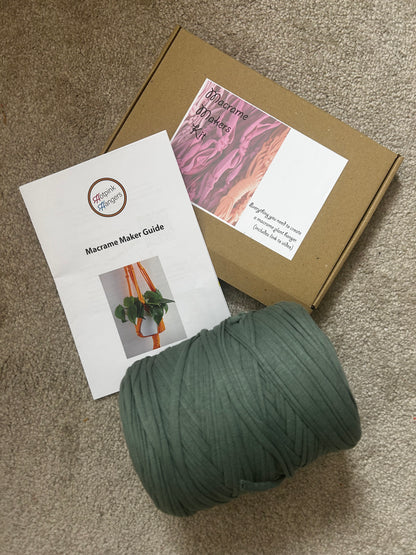 Macrame Plant Hanger Kit - Sustainable T-Shirt Yarn | DIY Craft Kit with Video Instructions