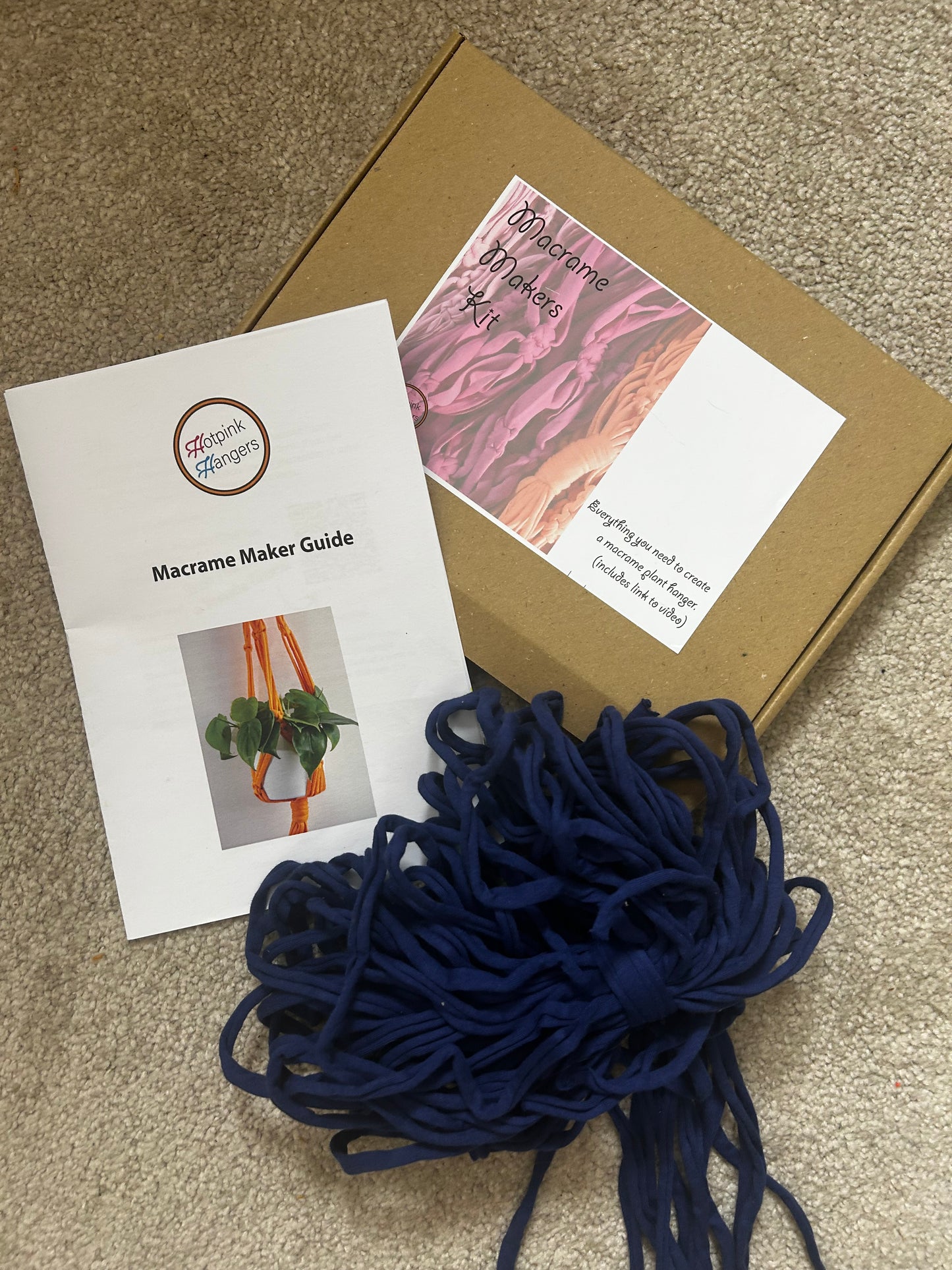 Macrame Plant Hanger Kit - Sustainable T-Shirt Yarn | DIY Craft Kit with Video Instructions