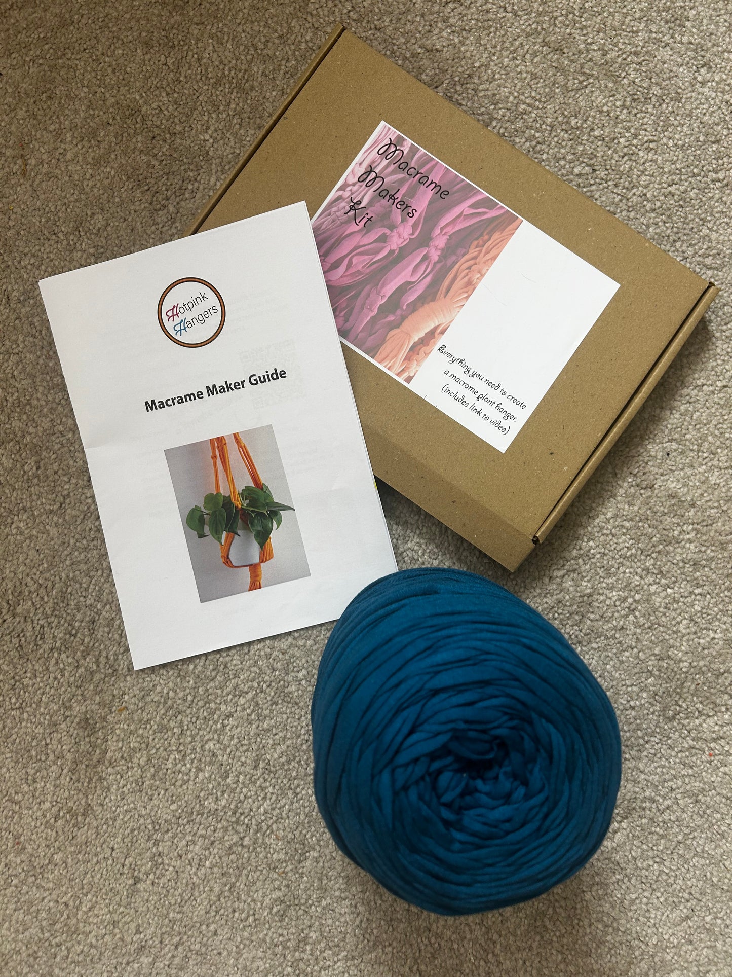 Macrame Plant Hanger Kit - Sustainable T-Shirt Yarn | DIY Craft Kit with Video Instructions