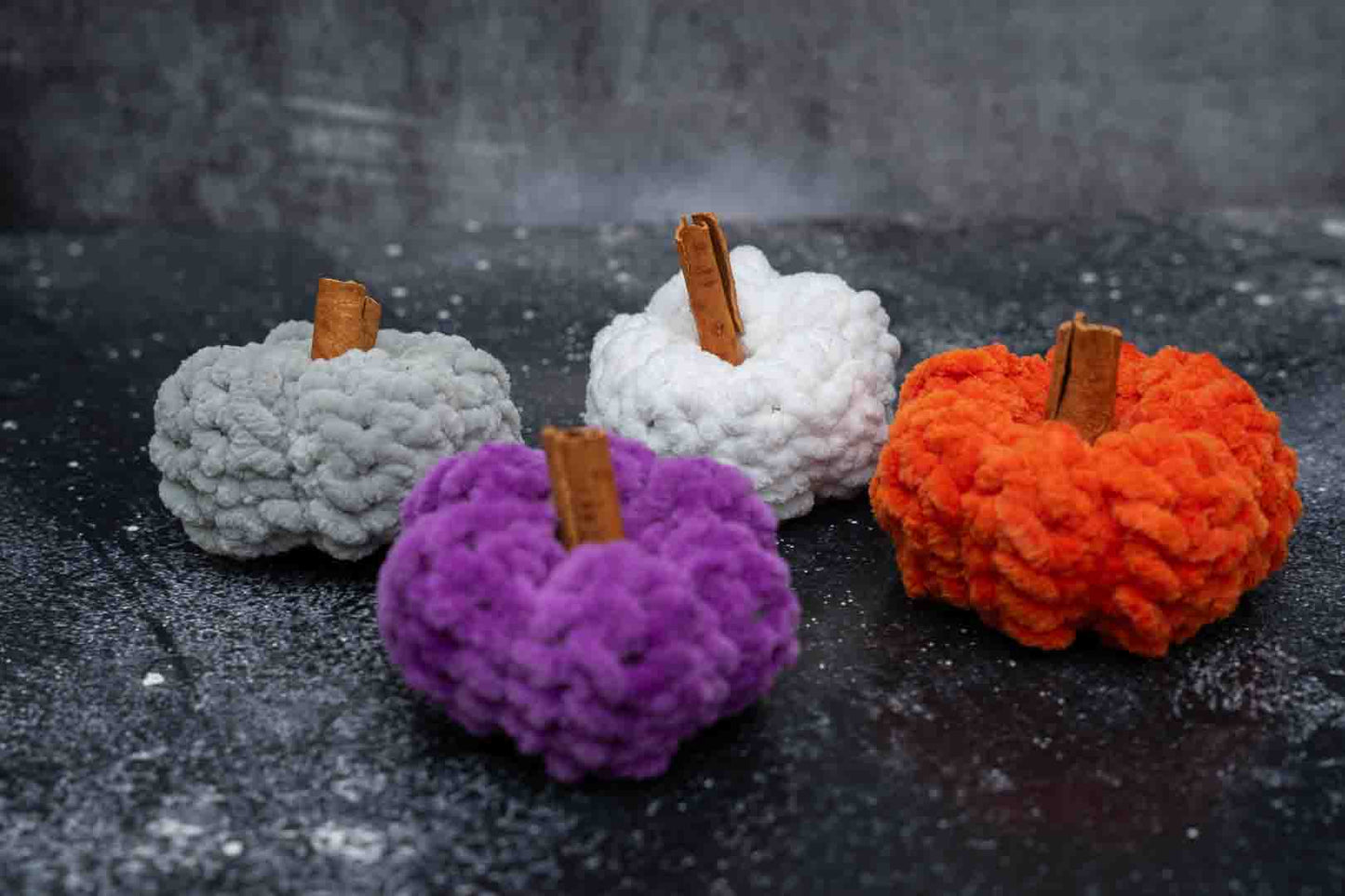 Adorable Plush Mini Pumpkins – Soft Fluffy Yarn, Palm-Sized Decor