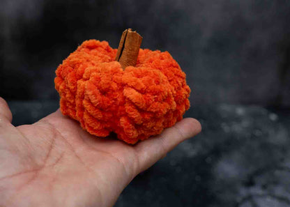 Adorable Plush Mini Pumpkins – Soft Fluffy Yarn, Palm-Sized Decor