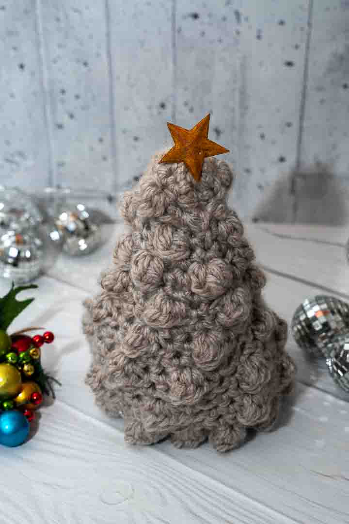 Chunky Handmade Crochet Trees - Cozy Wool with Tin Star Topper