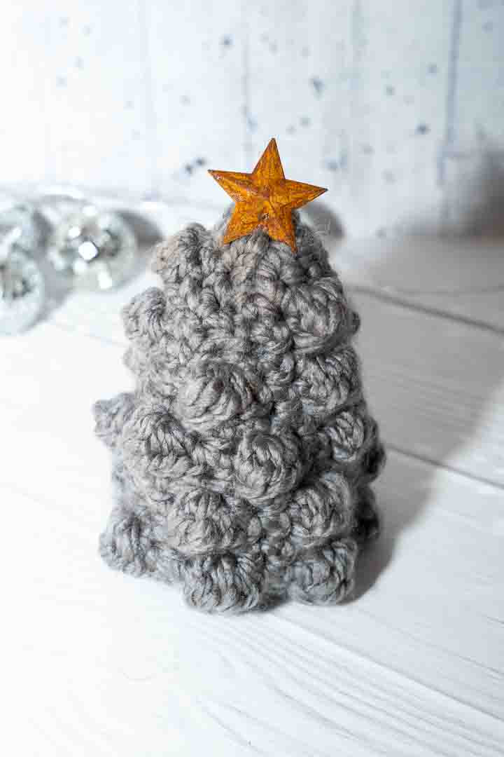 Chunky Handmade Crochet Trees - Cozy Wool with Tin Star Topper