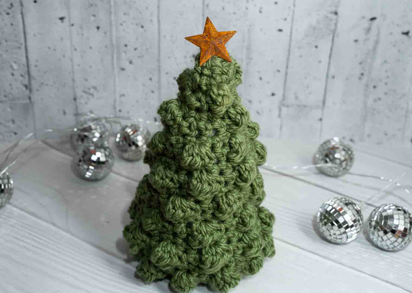 Chunky Handmade Crochet Trees - Cozy Wool with Tin Star Topper