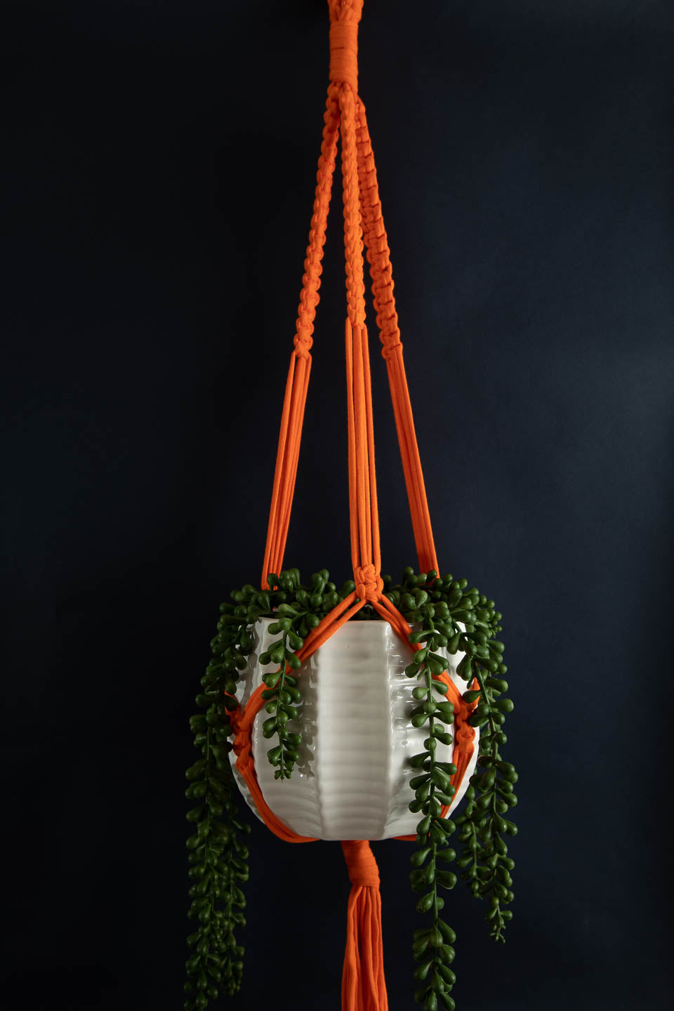 Buy Online Premium Quality and Beautiful Orange Long Macrame Plant Hanger - Hotpinkhangers