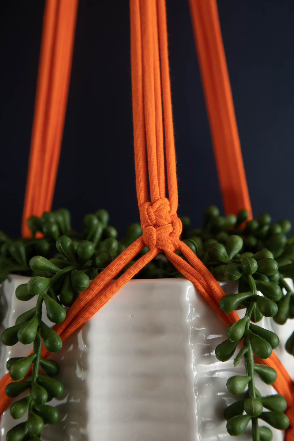 Buy Online Premium Quality and Beautiful Orange Long Macrame Plant Hanger - Hotpinkhangers