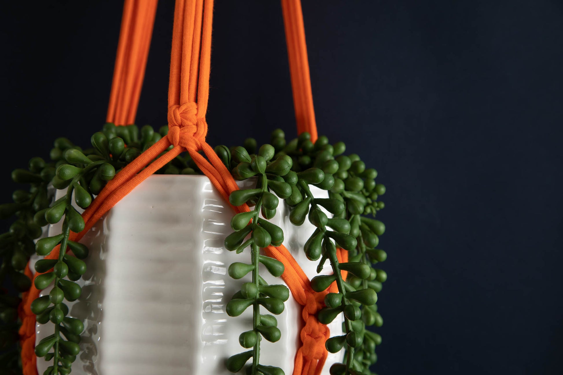 Buy Online Premium Quality and Beautiful Orange Long Macrame Plant Hanger - Hotpinkhangers