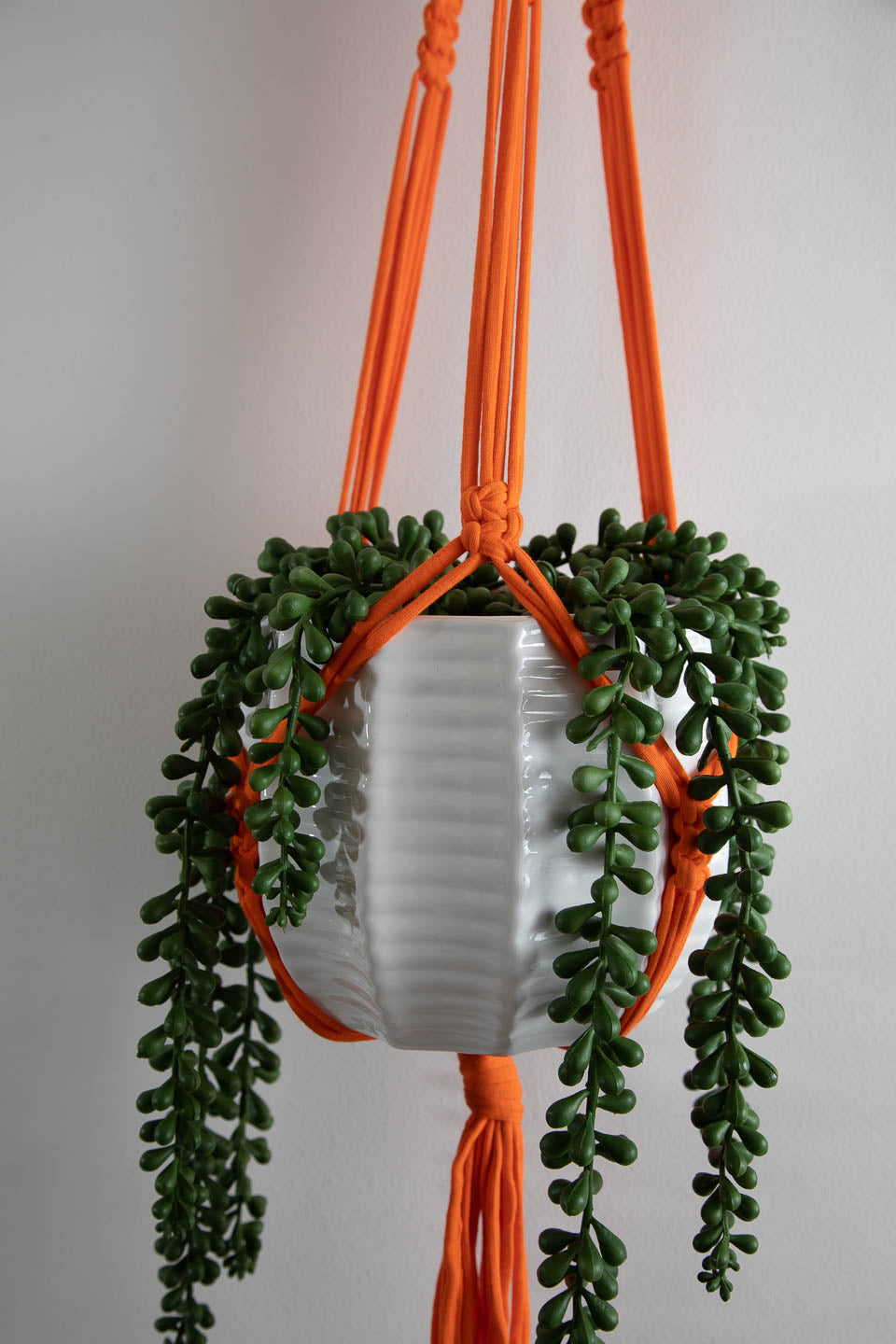 Buy Online Premium Quality and Beautiful Orange Long Macrame Plant Hanger - Hotpinkhangers