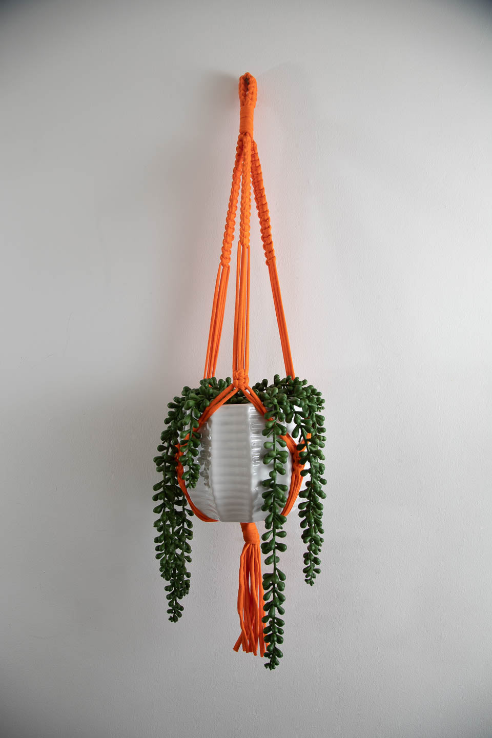 Buy Online Premium Quality and Beautiful Orange Long Macrame Plant Hanger - Hotpinkhangers