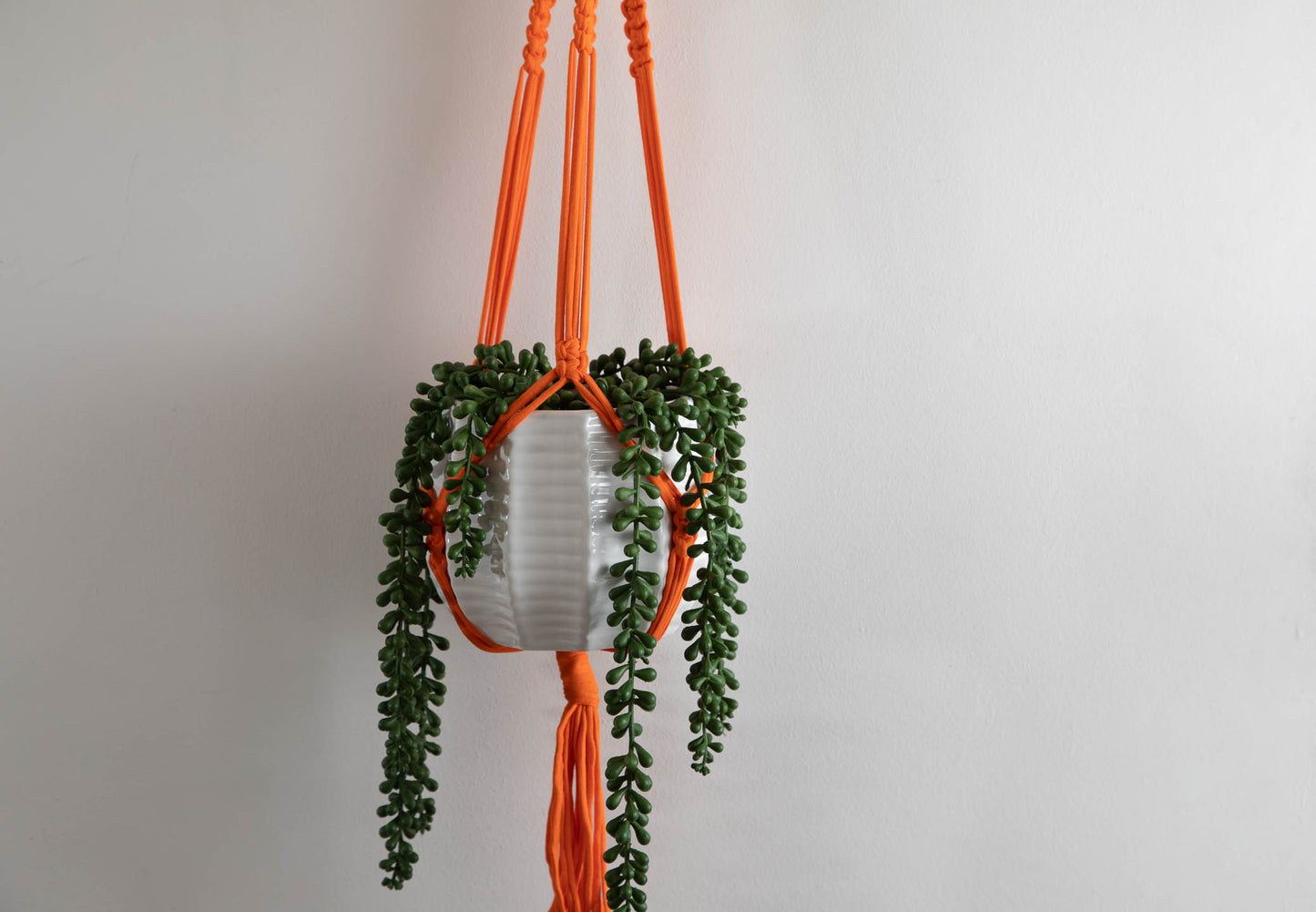 Buy Online Premium Quality and Beautiful Orange Long Macrame Plant Hanger - Hotpinkhangers