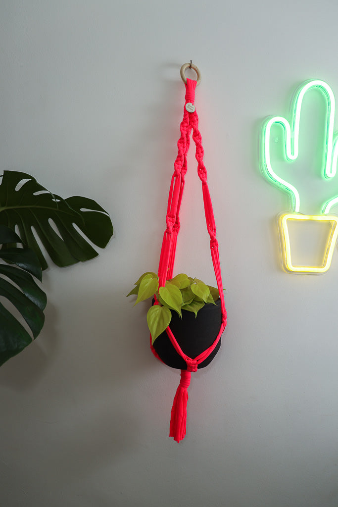 Buy Online Premium Quality and Beautiful Macrame Plant  Hanger -Neon Pink Limited Collection - Hotpinkhangers