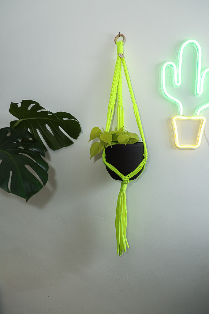 Buy Online Premium Quality and Beautiful Macrame Plant  Hanger -Neon Yellow Limited Collection - Hotpinkhangers