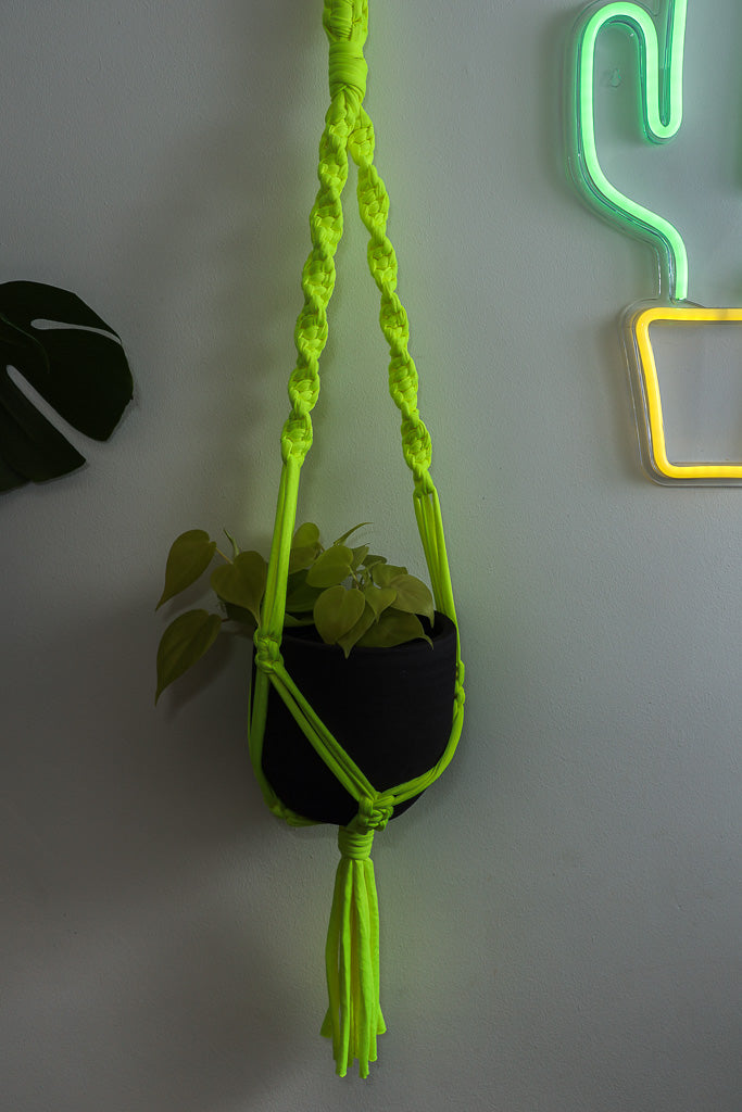 Buy Online Premium Quality and Beautiful Macrame Plant  Hanger -Neon Yellow Limited Collection - Hotpinkhangers